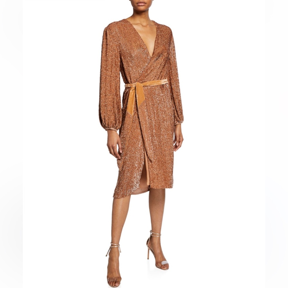 NWT Retrofete Audrey Sequined Wrap Midi Dress